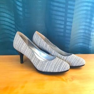 Black and white heels